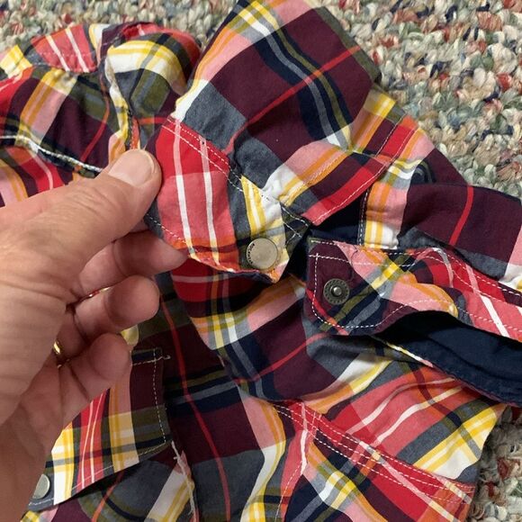 Rocawear Denim Co. Master Builders Red Plaid Cotton SS Snap Front Shirt Size XL - Picture 14 of 16